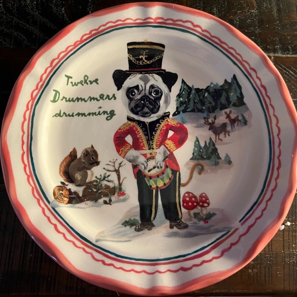 Anthropologie Nathalie Lete New in box Twelve Drummers Drumming Holiday Plate